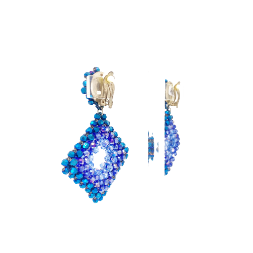 Blue crystal rhombus hoops