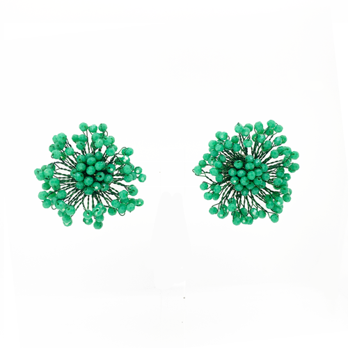 Green short cyrstal earrings