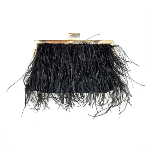 clutch de plumas negras