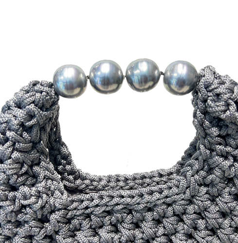 Bolso de mano macrame gris