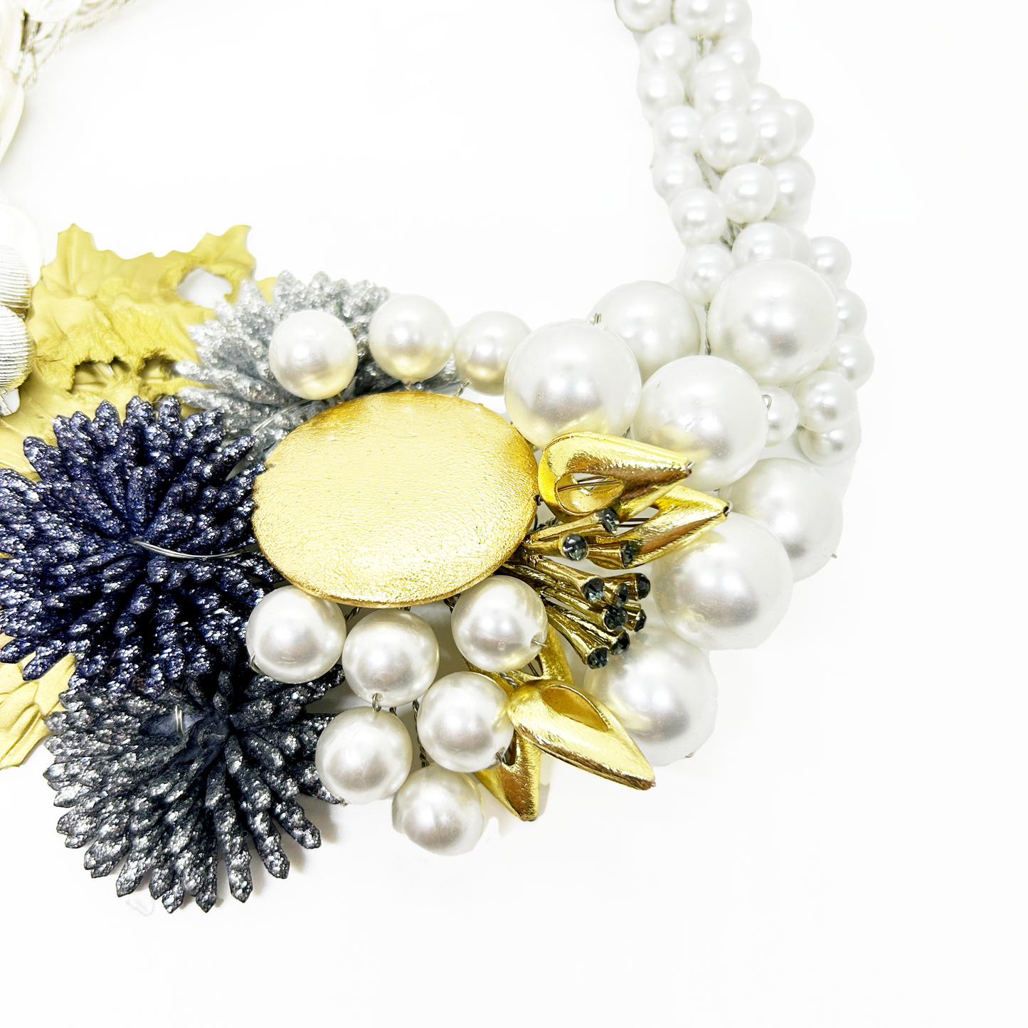 Collar "Rama" dorado, plateado y perla