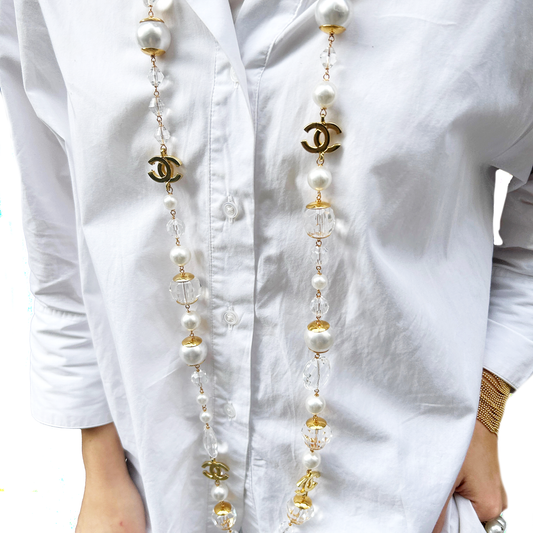 collar largo de perlas tiupo chanel 