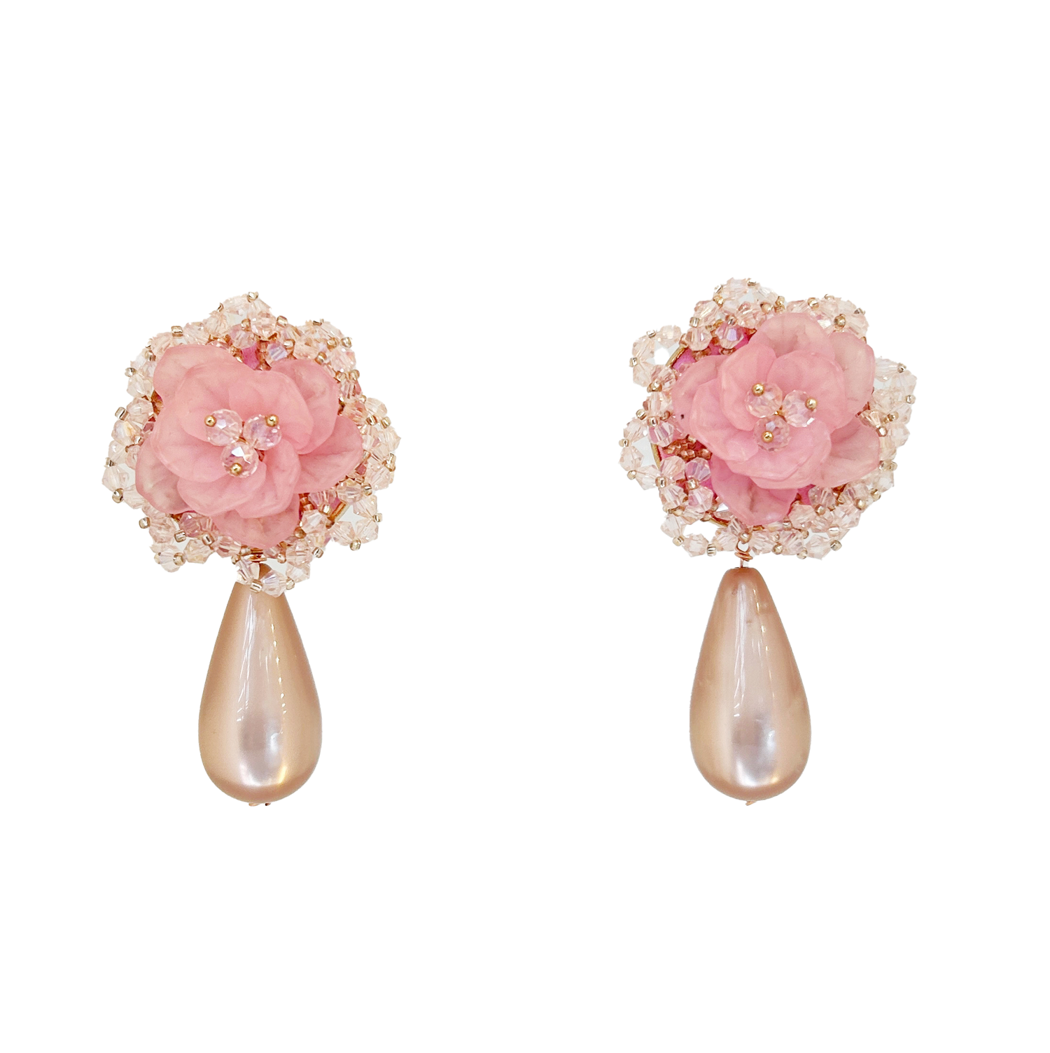 aros de cristal y resina rosa