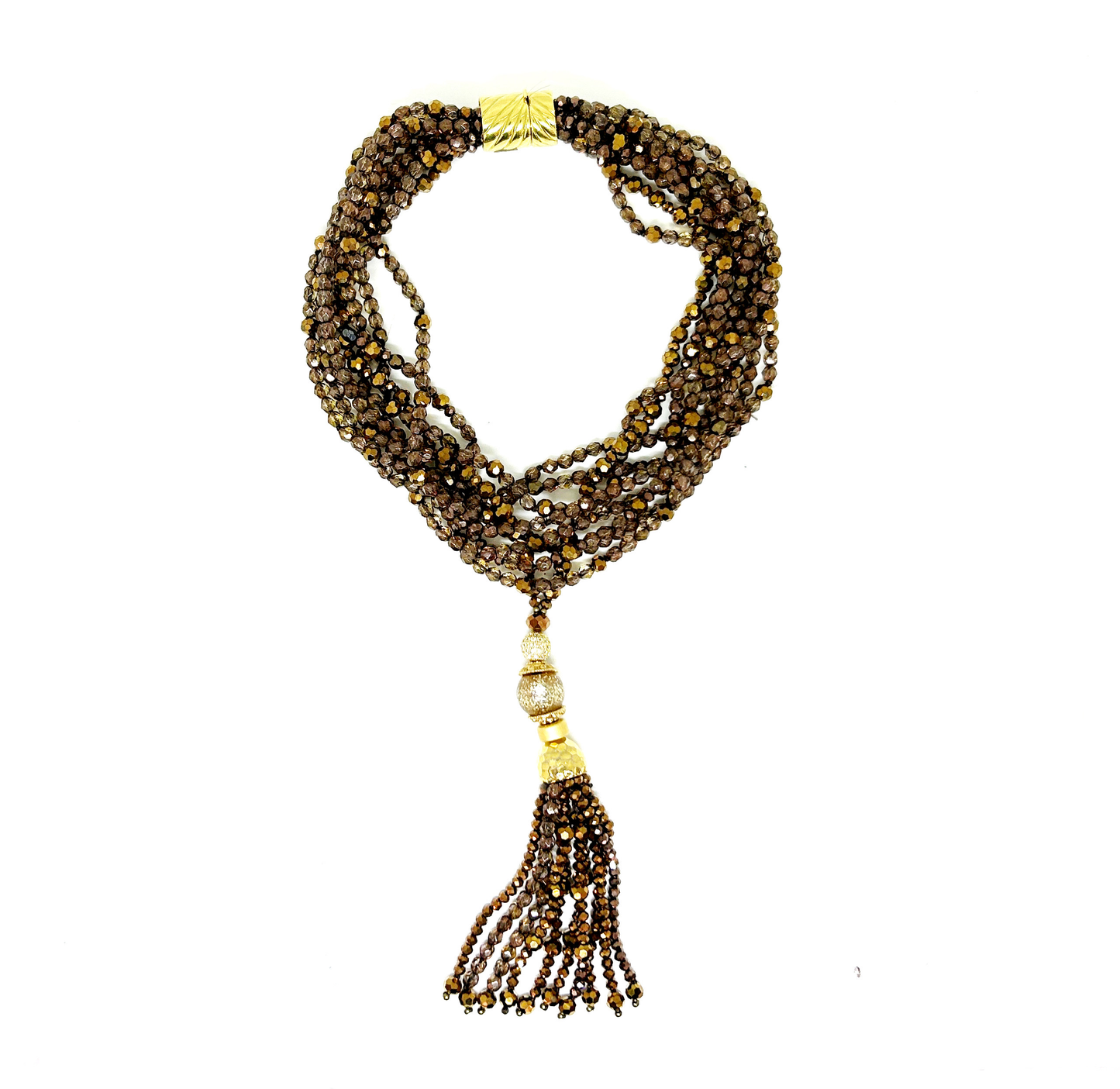 collar de cristales bronce 