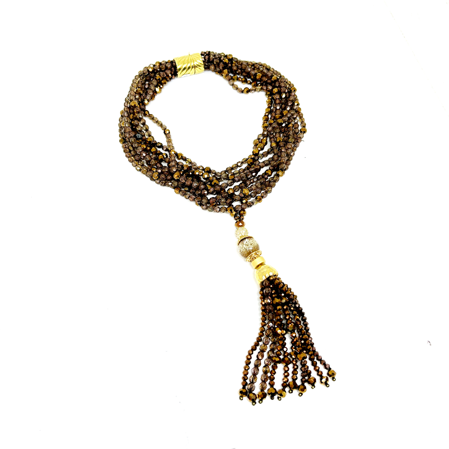 Collar de cristal bronce