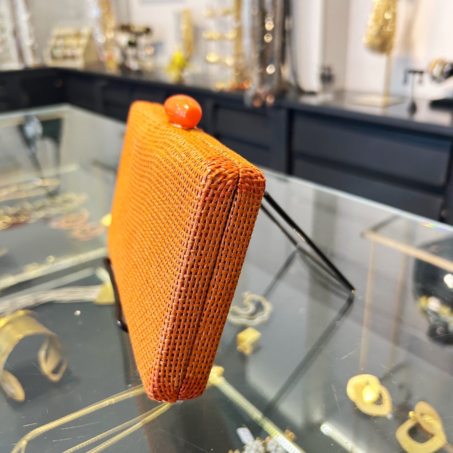 Clutch de rafia naranja  ladrillo