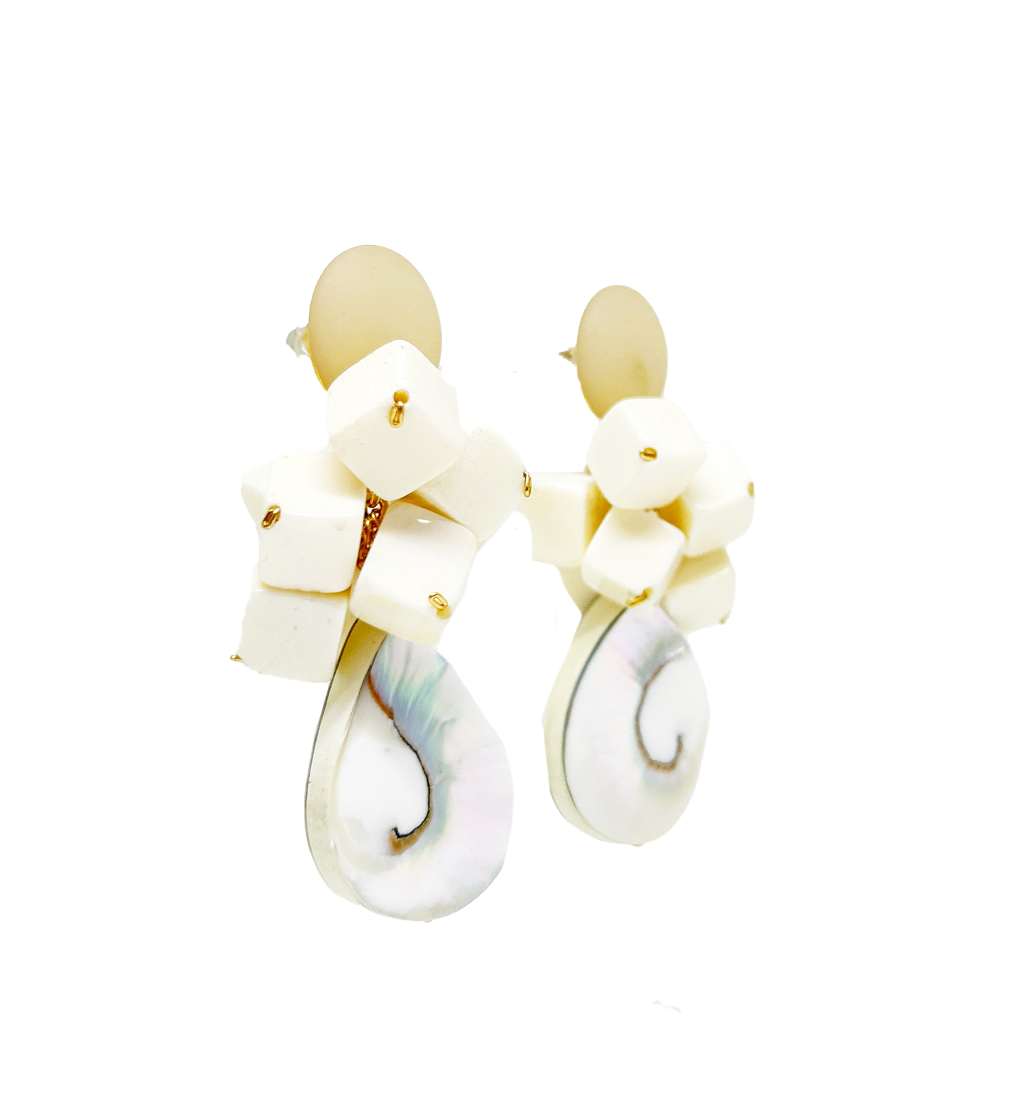 Aros nacar y madera blancos