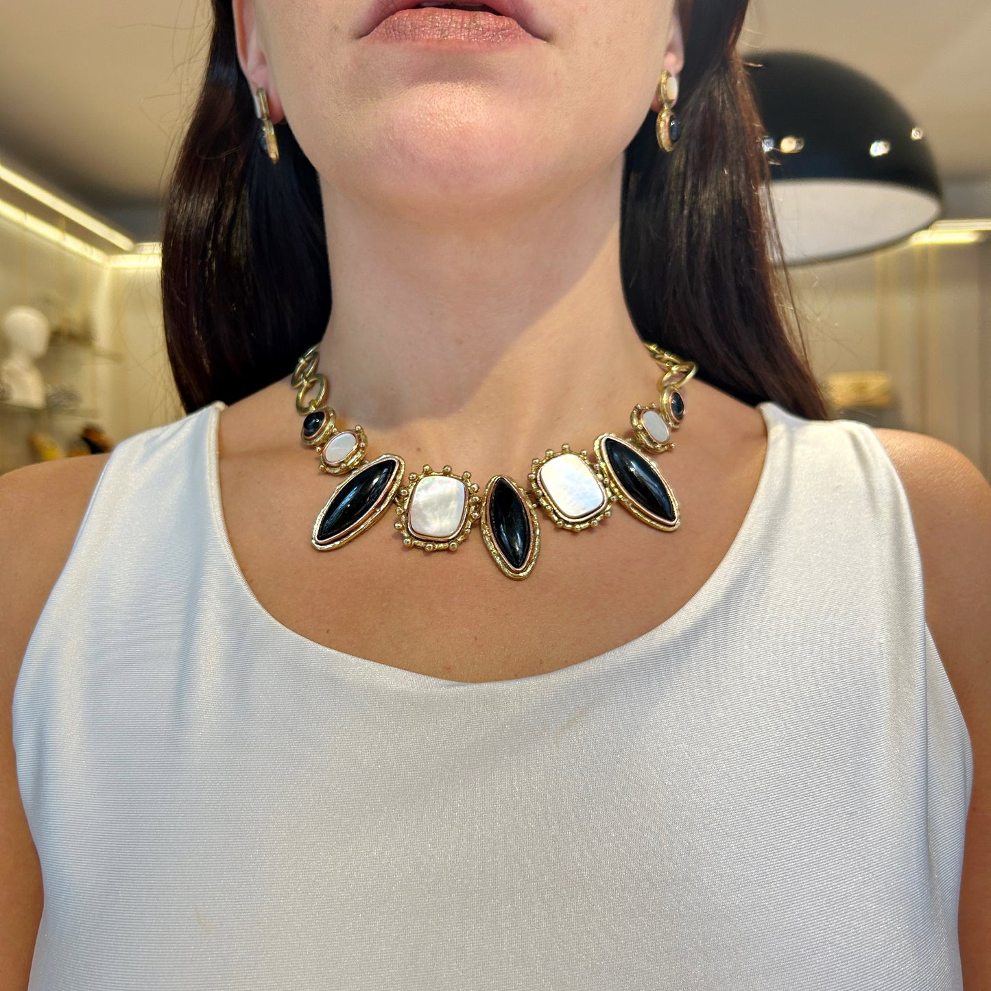 Collar navettes piedras naturales