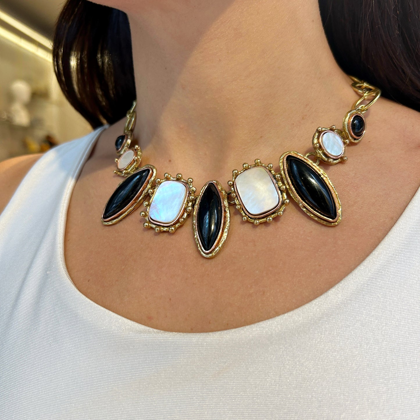 Collar navettes piedras naturales