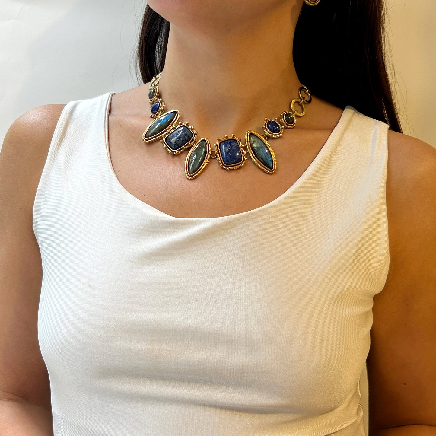 Collar navettes piedras naturales