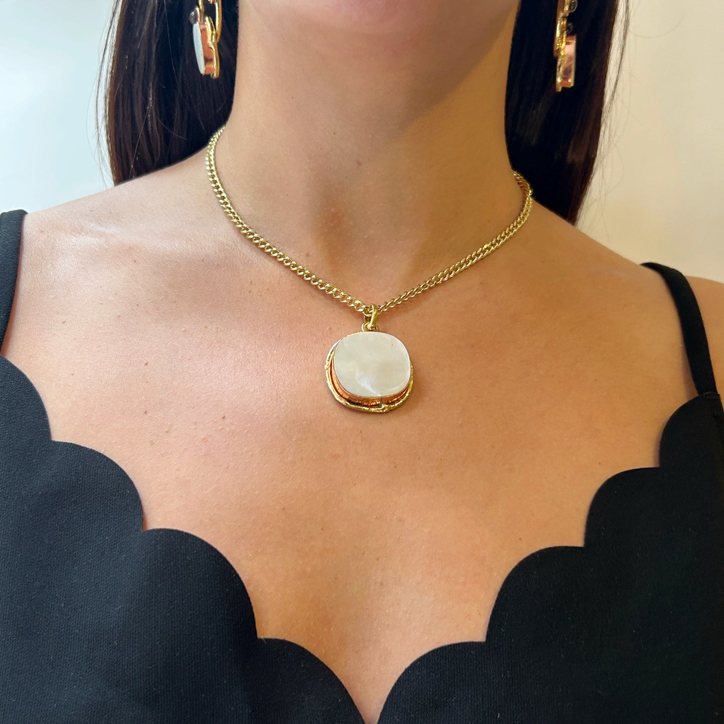 Collar dije rectangular nacar