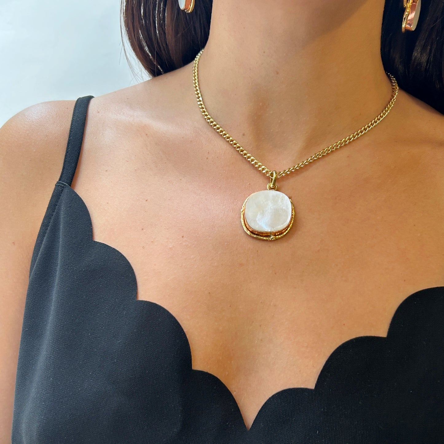 Collar dije rectangular nacar