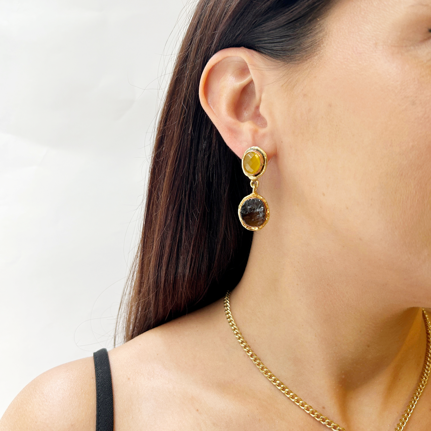 Aros  piedra natural colgante