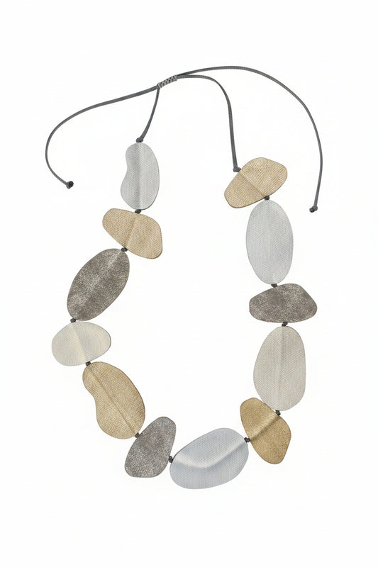 Collar cuero platedo y dorado