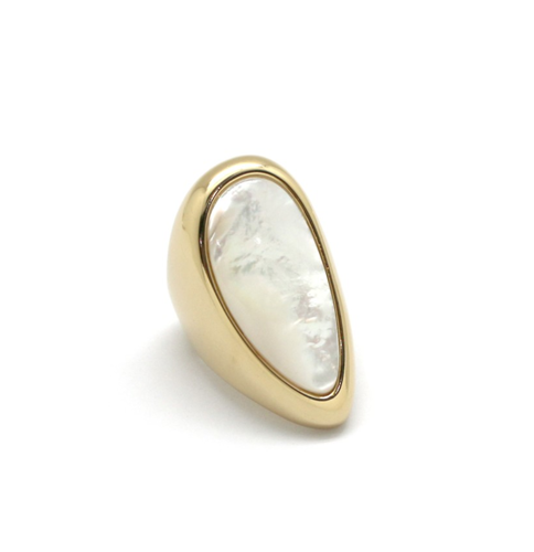 anillo de acero con  nacar
