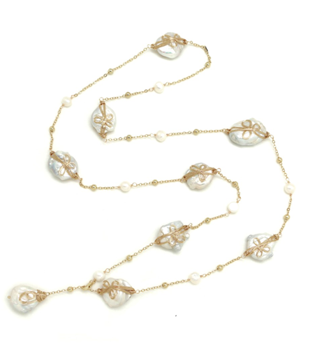collar largo de perlas
