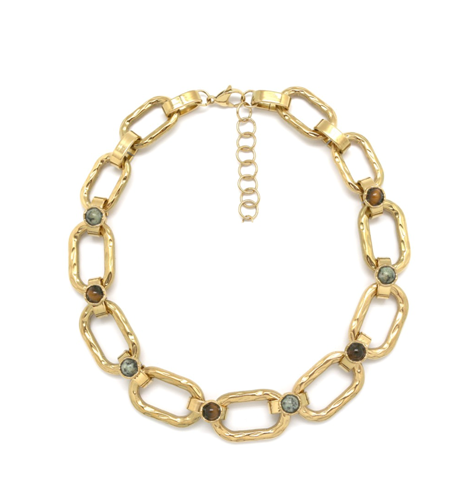 Collar cadena martele piedras naturales