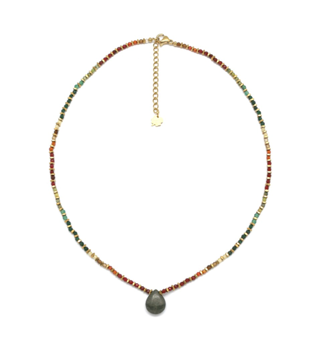 collar multicolor 
piedra nratural
