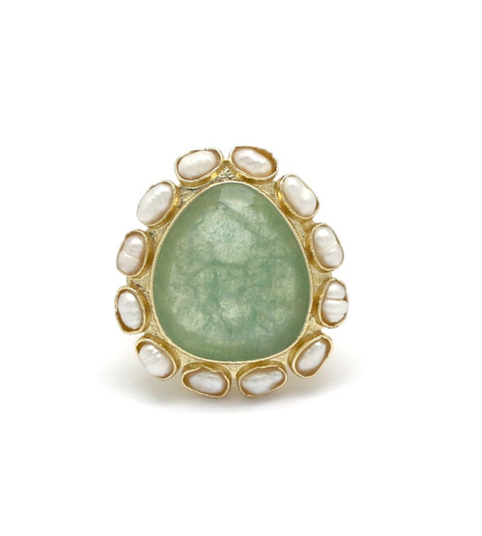 anillo cuarzo y perlas
