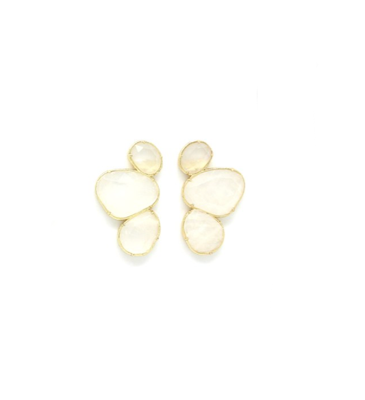 aros de tres cuarzos blancos 