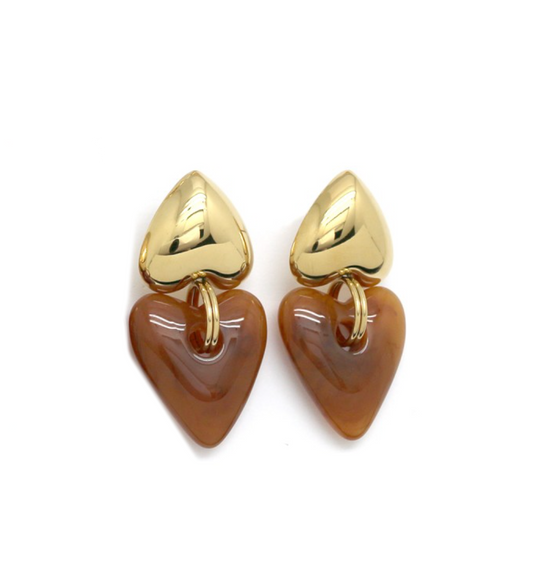 aros de corazon beige 