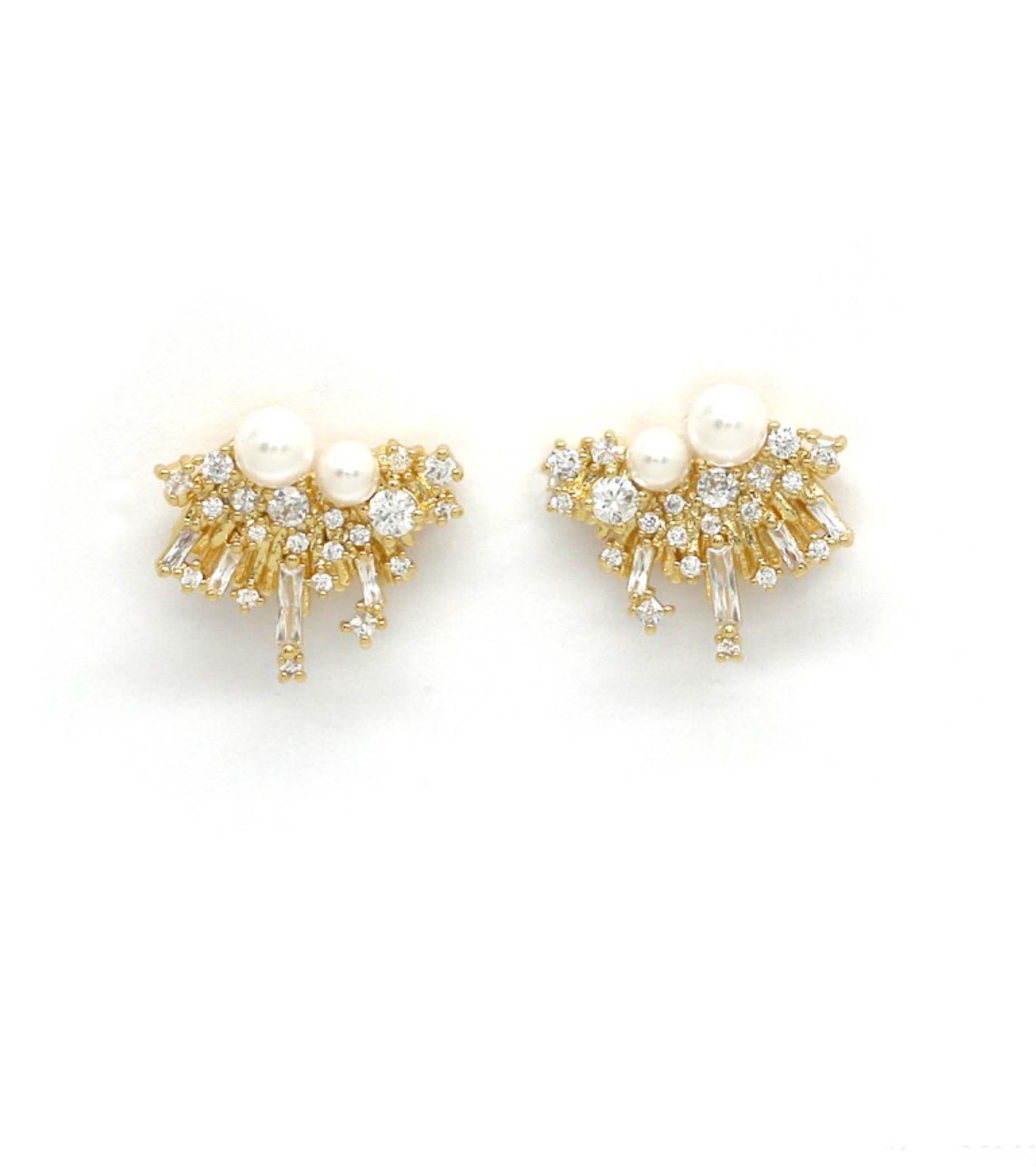 aros cortos de zirconia y perla