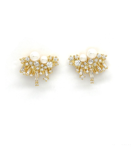 aros cortos de zirconia y perla