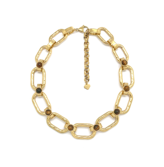 collar de cadena con ojo de tigre

