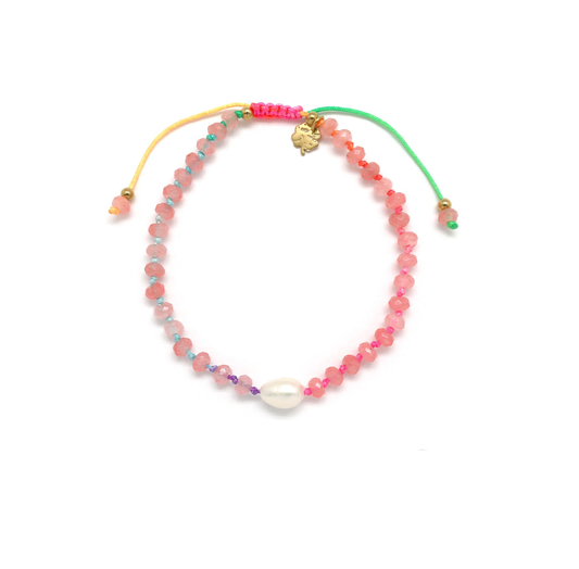 Pulsera piedras naturales  hilo fluo