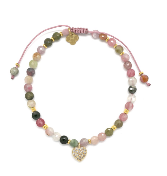 Pulsera dije corazón de zirconia