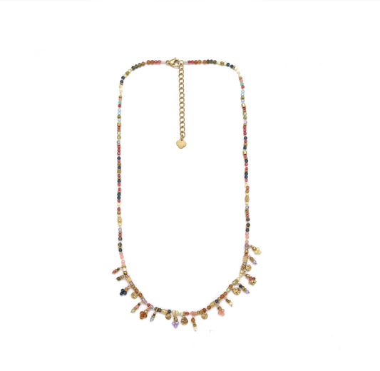 Collar piedras naturales  multi dijes