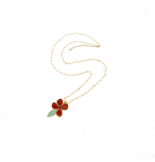 Collar perlas y carnelian