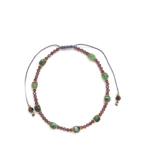 Pulsera rubi y zoisita