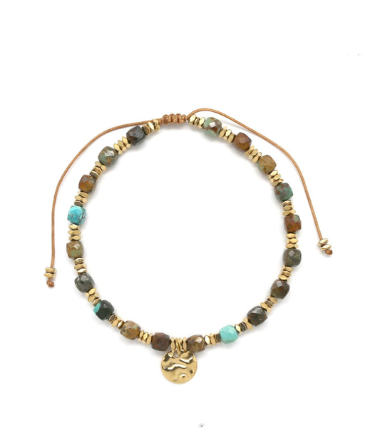 Pulsera piedras naturales y cuentas de acero