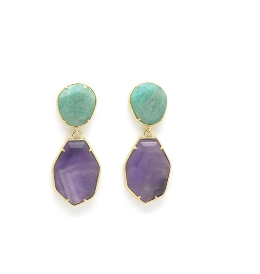 Aros piedras turquesa y violeta