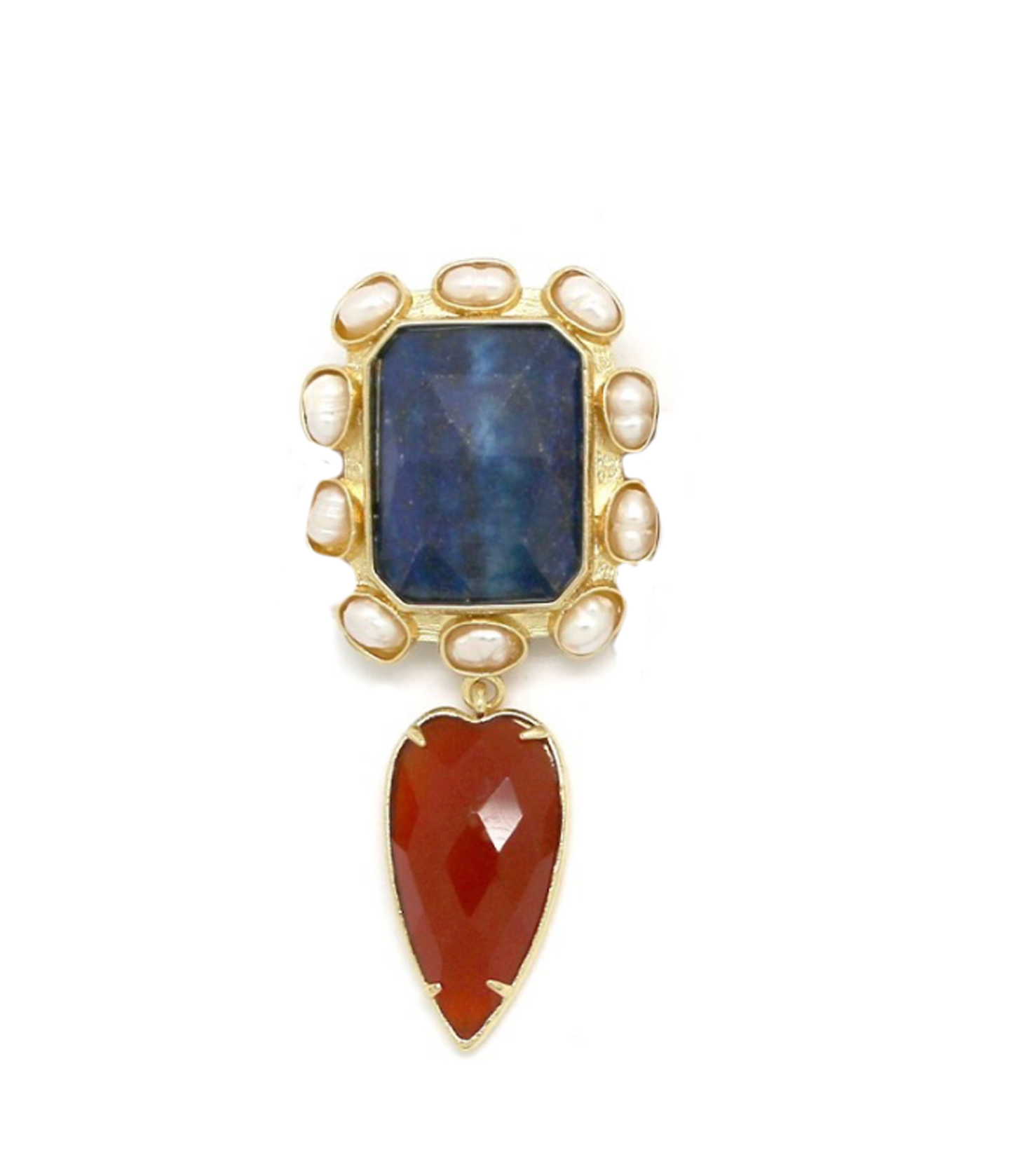 Broche rectangular con piedra colgante