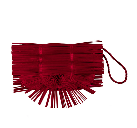 Bolso de seda plisado bordo