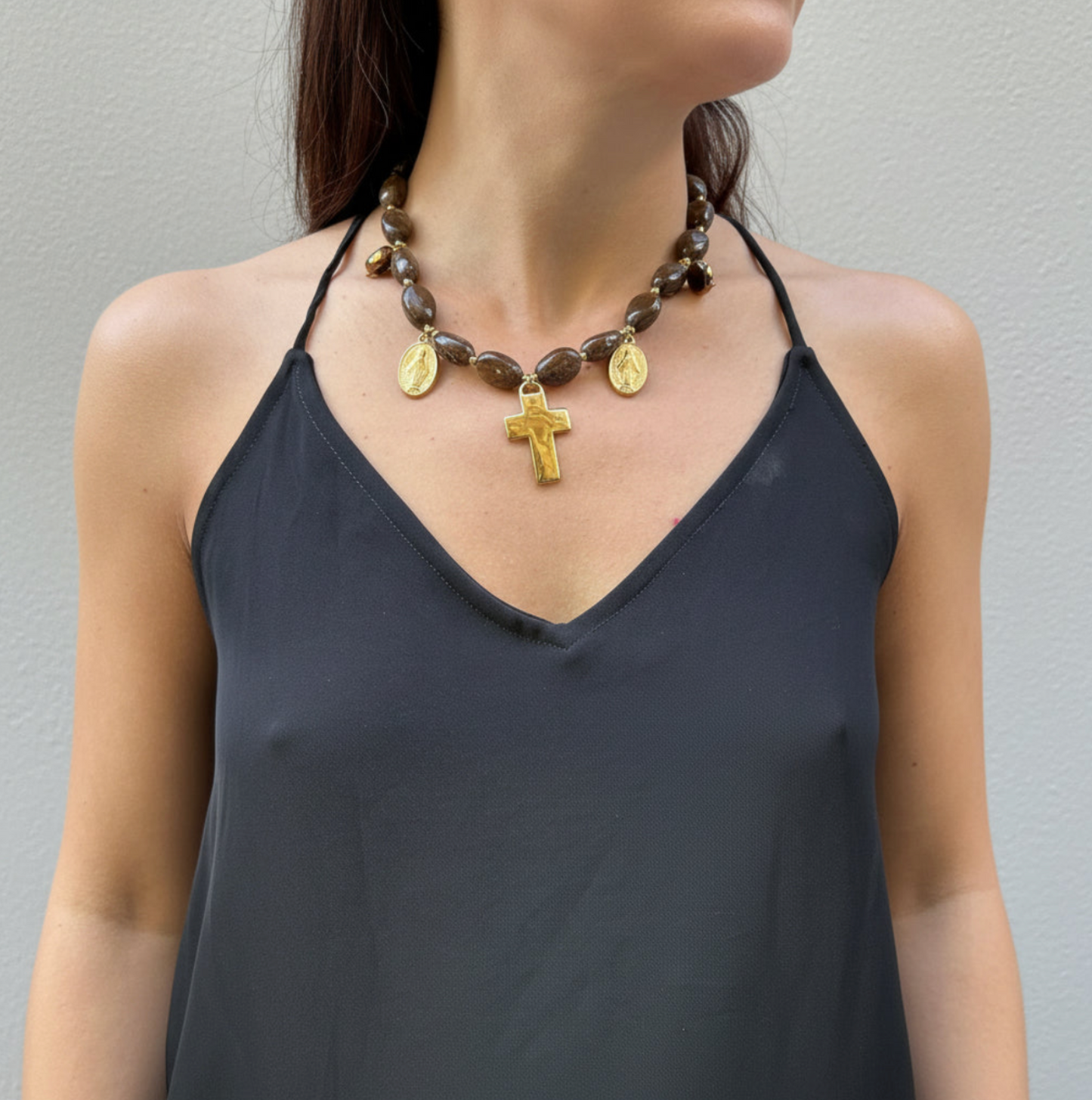 Collar cruz y medalla milagrosa