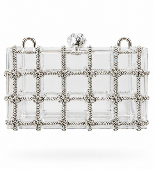 Clutch transparente con strass