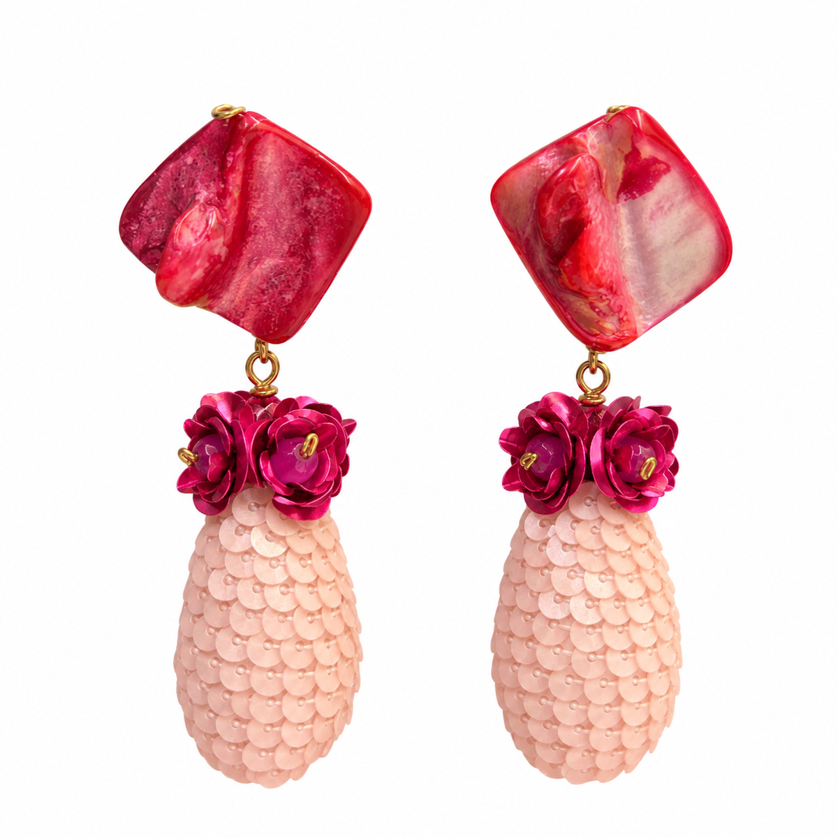 Aros fucsia y rosa