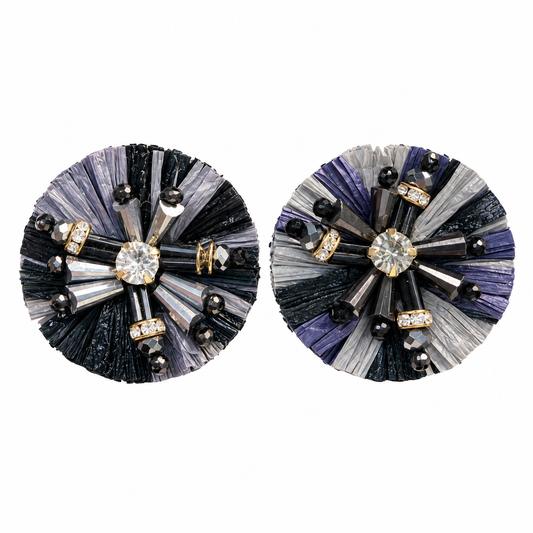 Aros rafia gris y azul