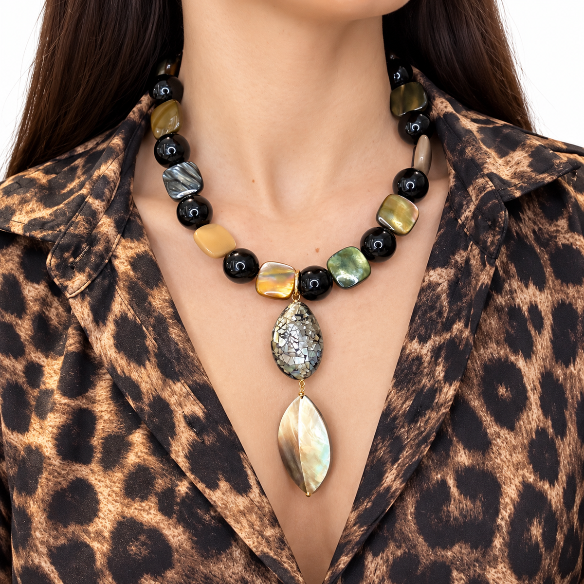 Collar resina dije nacar
