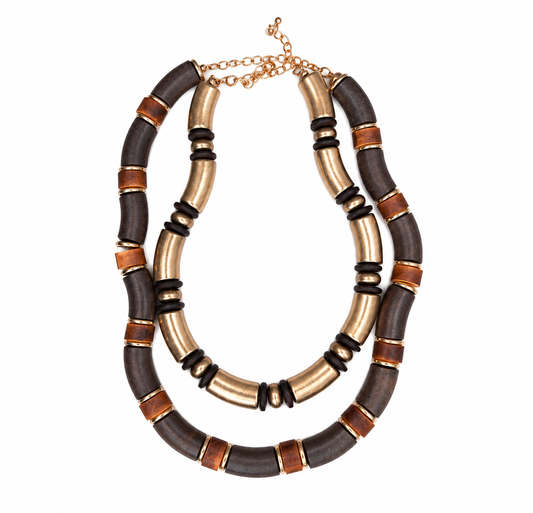 Collar madera y dorado