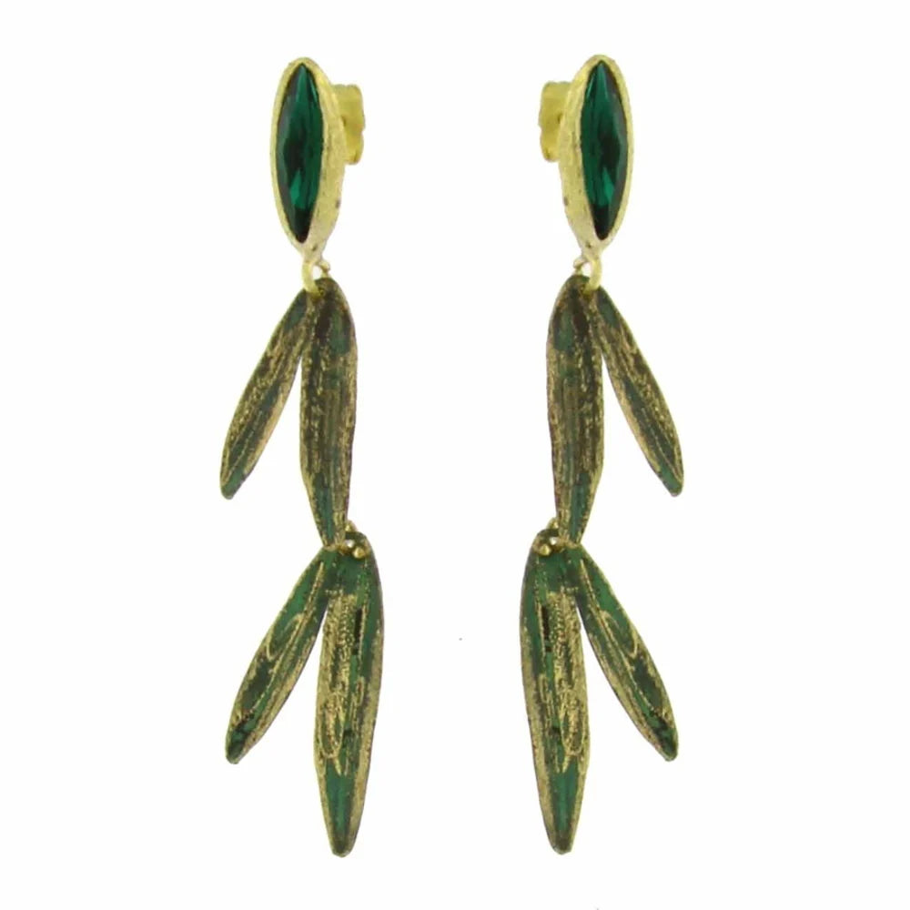 Aros hoja de olivo con cristal