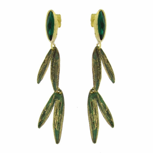 Aros hoja de olivo con cristal