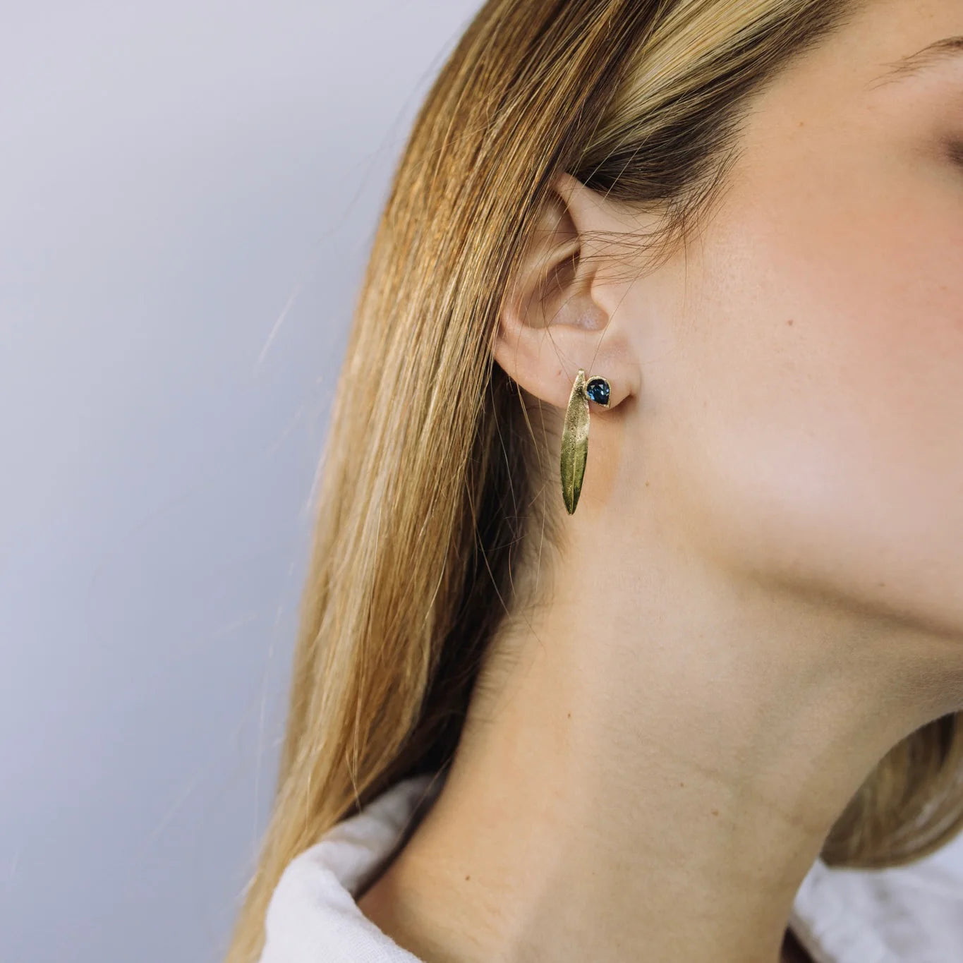 aros de hoja con cristal 