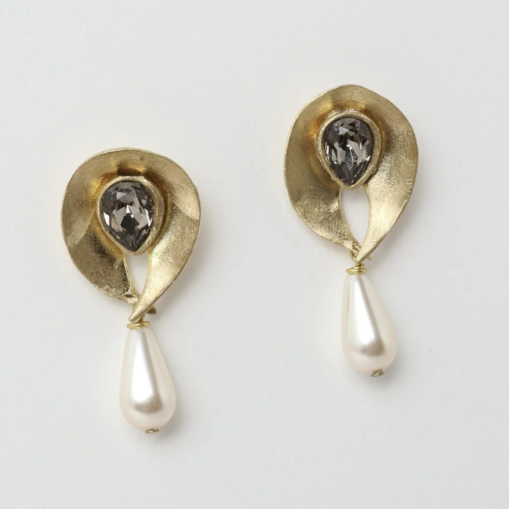 aros con cristal y perla 