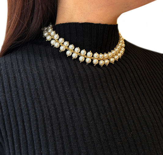 Collar doble perla