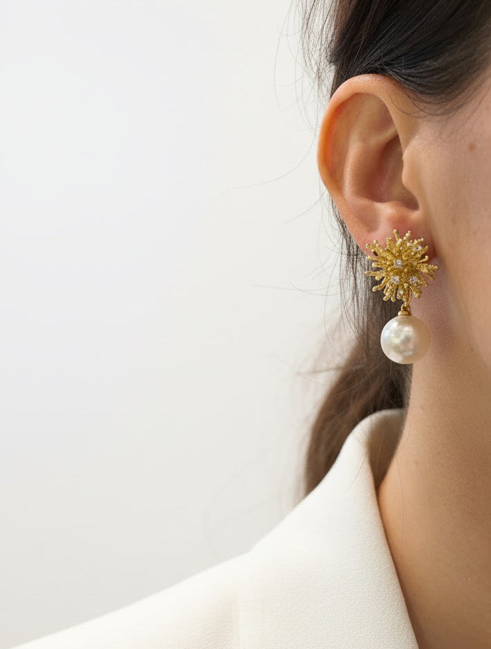 Aros con perla colgante