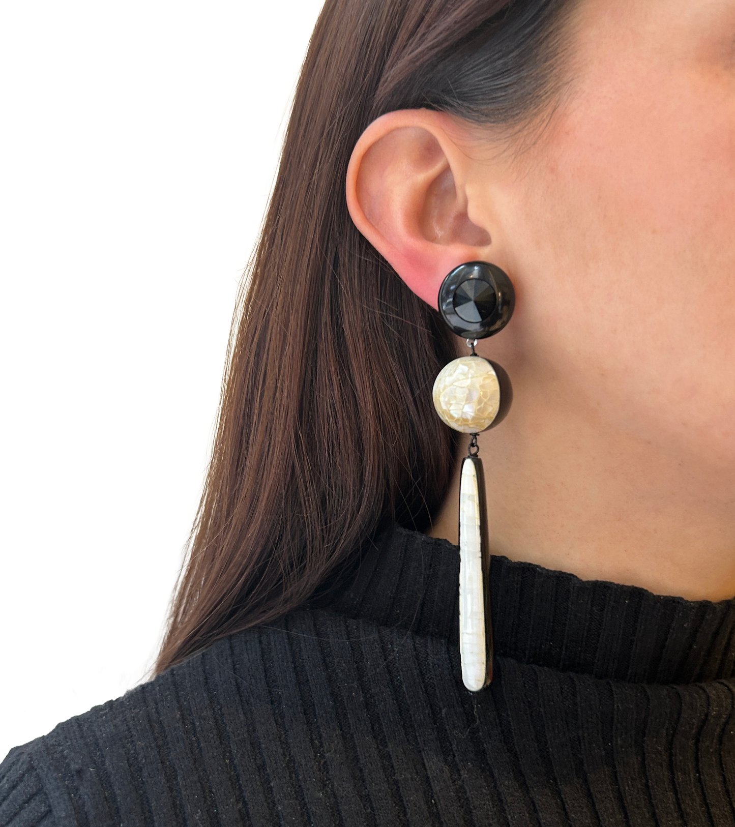 Aros blanco y negro nacar y madera